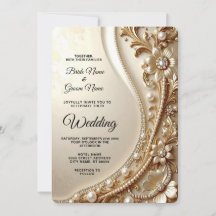 Invitación de boda floral ornamentada elegante en