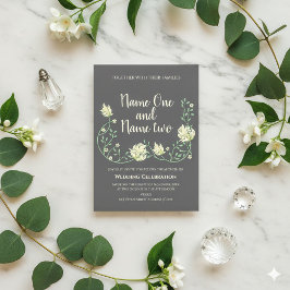 Invitación de boda floral oscura al estilo Art Nou