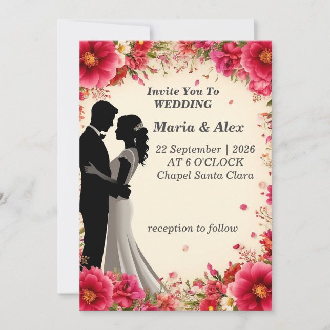 ✨ Invitación de boda floral para fiesta de anivers (Anverso)