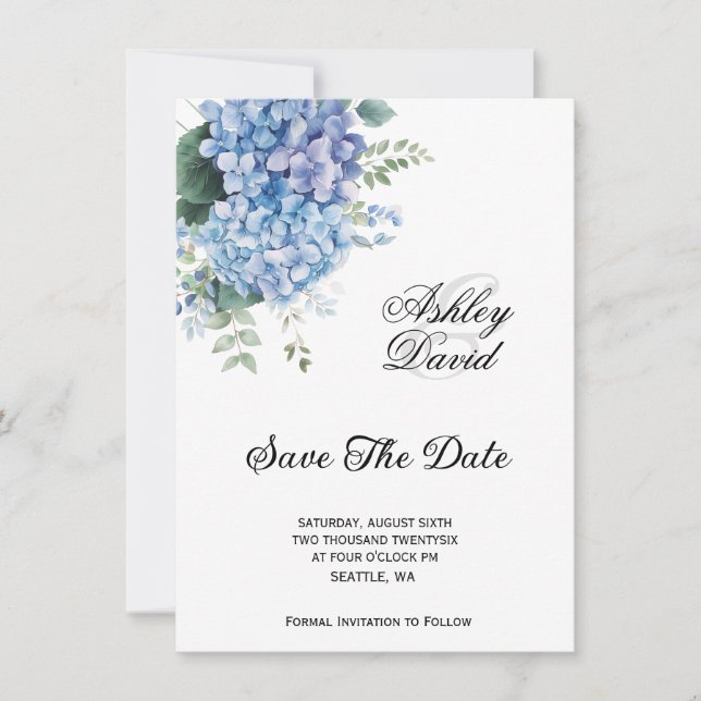 Invitación de boda floral para guardar la fecha (Anverso)