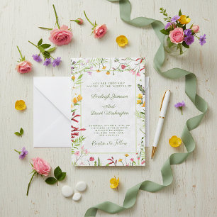 Invitación de boda floral para jardín económico