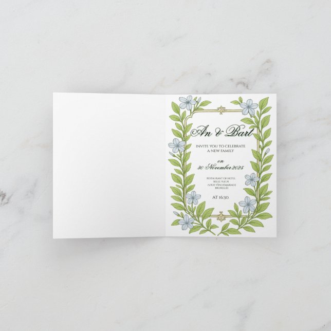 Invitación de boda floral para mayores (Interior)