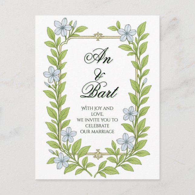 Invitación de boda floral para mayores (Anverso)