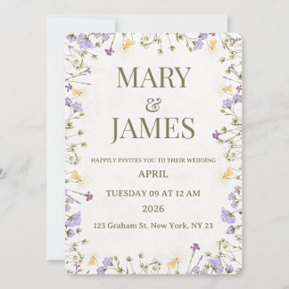 Invitación de boda floral pastel