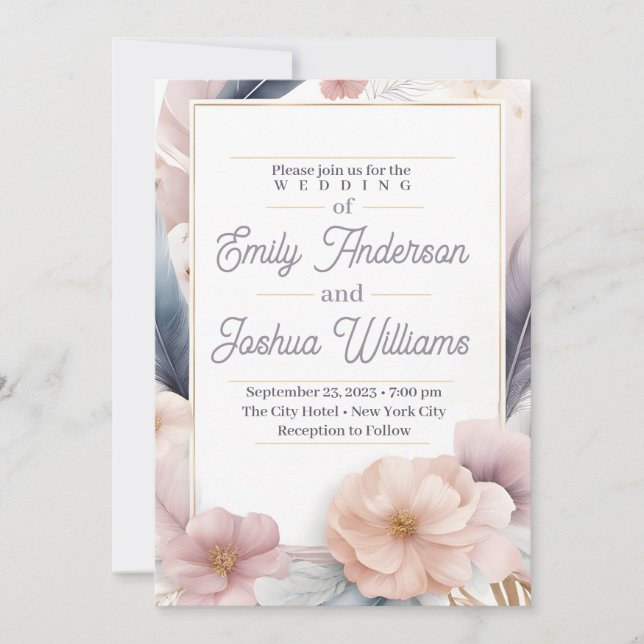 Invitación de Boda Floral Pastel Elegante (Anverso)