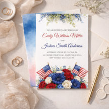 Invitación de boda floral patriótica del 4 de juli