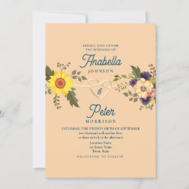 Invitación de boda Floral Peach Fuzz