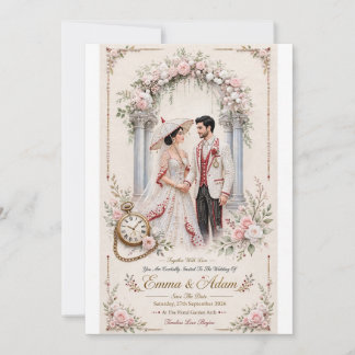 Invitación de boda floral perla