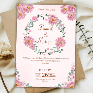 Invitación de boda floral personalizada