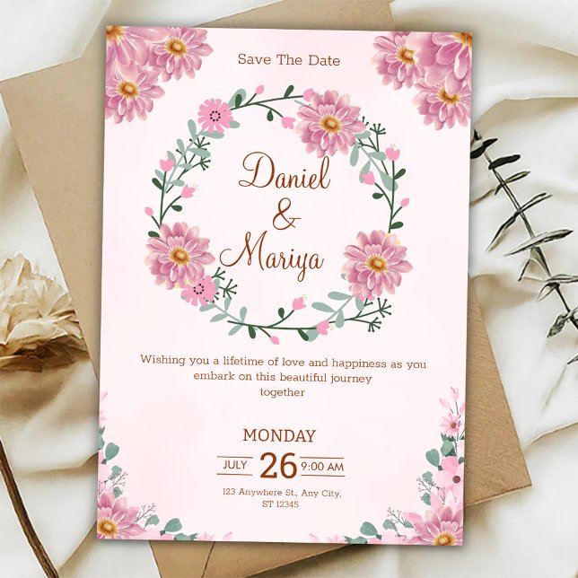 Invitación de boda floral personalizada (Subido por el creador)