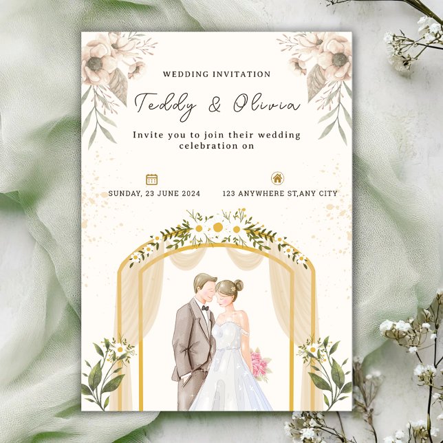 Invitación de boda floral personalizada (Subido por el creador)