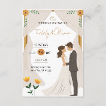Invitación de boda floral personalizada - Novia el