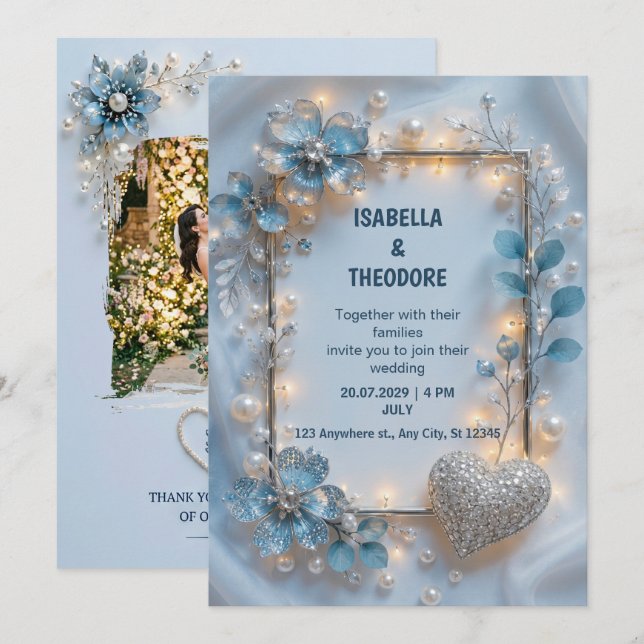 Invitación de boda floral personalizada personaliz (Anverso / Reverso)