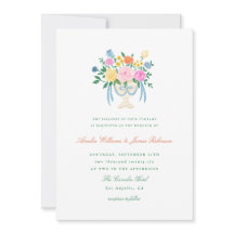 Invitación de boda floral pintada a mano con encan