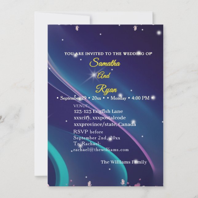 Invitación de boda floral plana (Anverso)