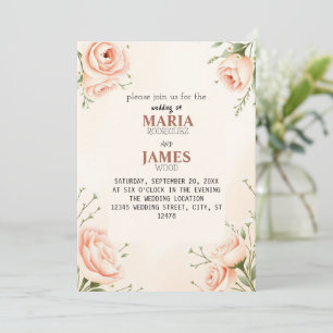 Invitación de Boda Floral Puesta de Sol Romántica 