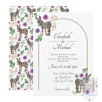 Invitación de Boda Floral Púrpura Burro Rústico