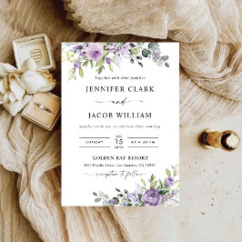 Invitación de Boda Floral Púrpura Elegante