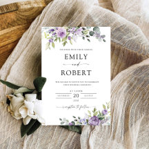 Invitación de Boda Floral Púrpura Elegante