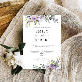 Invitación de Boda Floral Púrpura Elegante