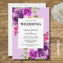 Invitación de Boda Floral Púrpura Romántica