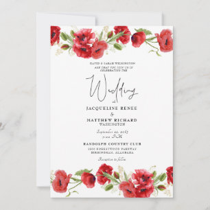 Invitación de boda floral roja colorida II
