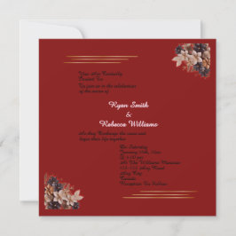 Invitación de boda floral roja Invitación cuadrada