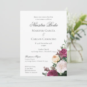 Invitación de boda floral roja Invitación Spa