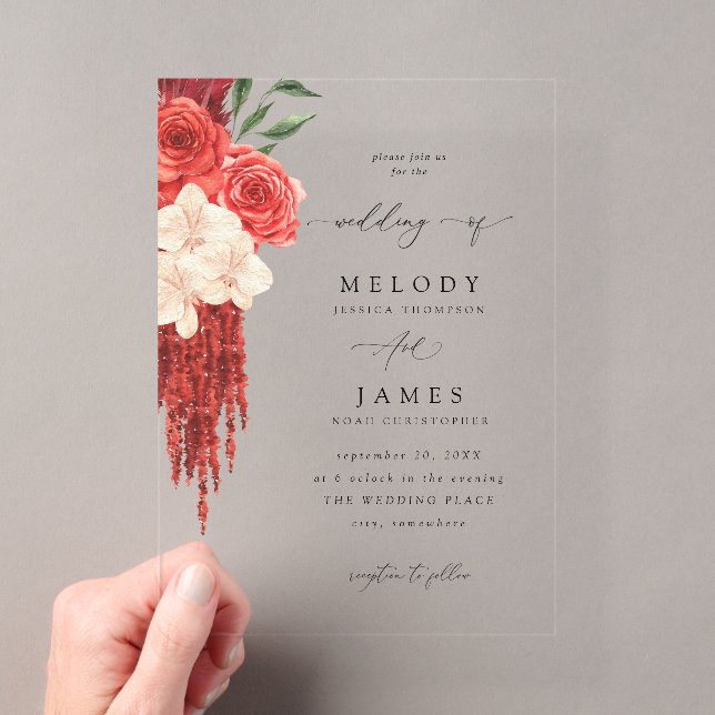Invitación de Boda Floral Roja V2 (Insitu (portátil))