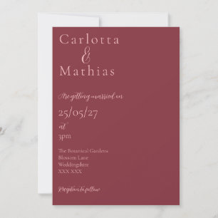 Invitación de boda floral roja y rosa vibrante