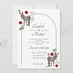Invitación de Boda Floral Rojo Burro Rústico