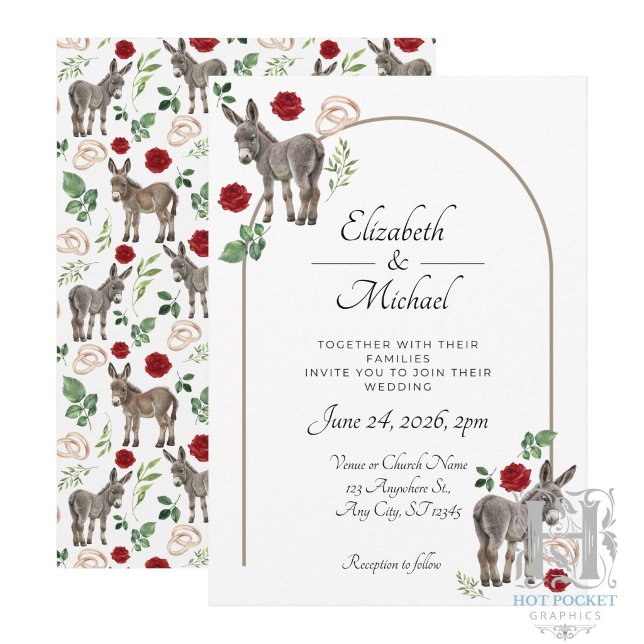 Invitación de Boda Floral Rojo Burro Rústico (Subido por el creador)