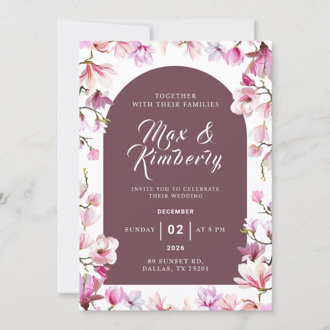 Invitación de Boda Floral Romántica (Anverso)
