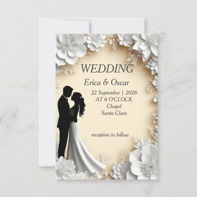 Invitación de boda floral romántica (Anverso)