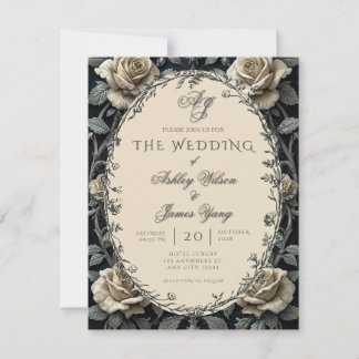 Invitación de Boda Floral Romántica Atemporal en N
