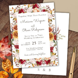 Invitación de boda floral romántica beige de Borgo