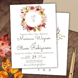 Invitación de boda floral romántica beige de Borgo