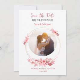 Invitación de Boda Floral Romántica con Foto
