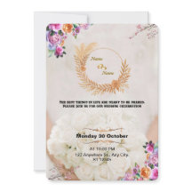 Invitación de boda floral romántica dorada
