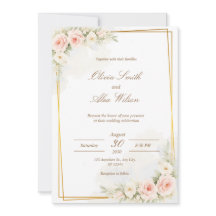 Invitación de boda floral romántica Dusty Blush Pe