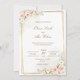 Invitación de boda floral romántica Dusty Blush Pe