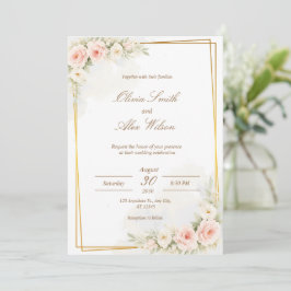 Invitación de boda floral romántica Dusty Blush Pe