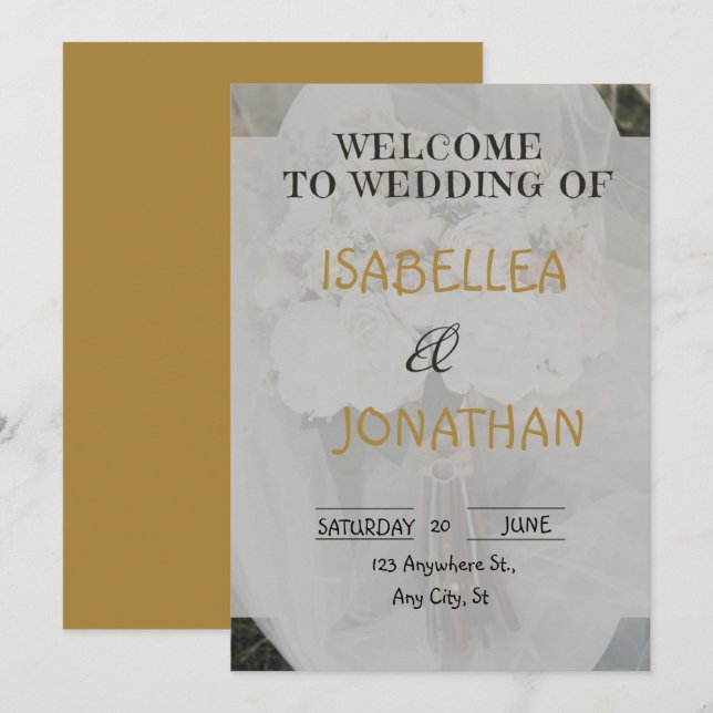 Invitación de boda floral romántica elegante (Anverso / Reverso)