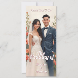 Invitación de boda floral romántica estilo vintage