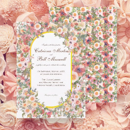 Invitación de boda floral romántica y colorida