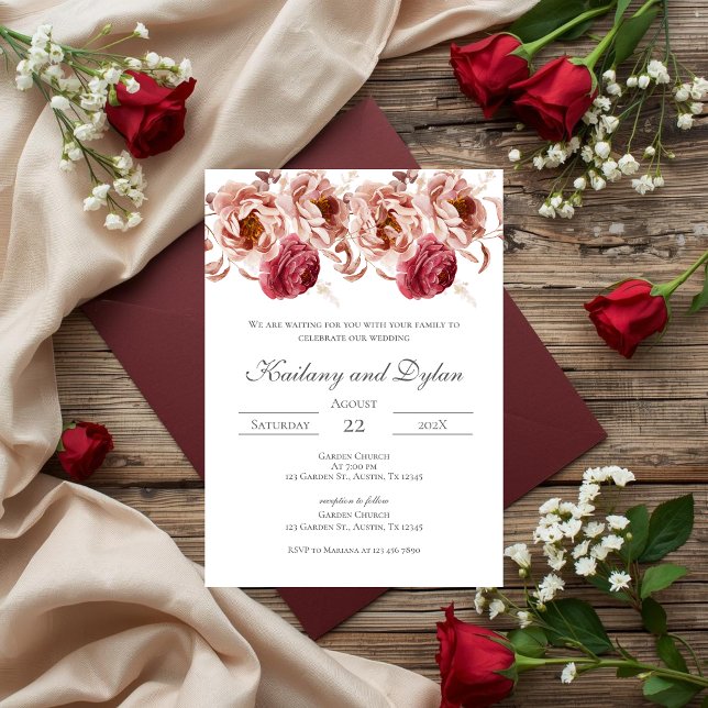 Invitación de boda floral rosa (Subido por el creador)