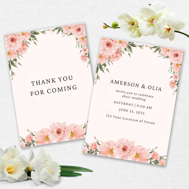 Invitación de Boda floral rosa (Subido por el creador)
