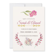 Invitación de boda floral rosa boho - B acuarela