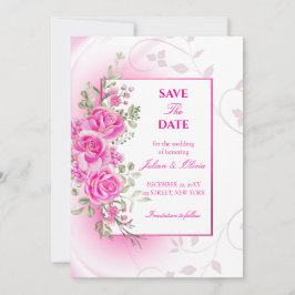 Invitación de boda floral rosa chic