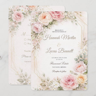 Invitación de Boda Floral Rosa Claro Romántico